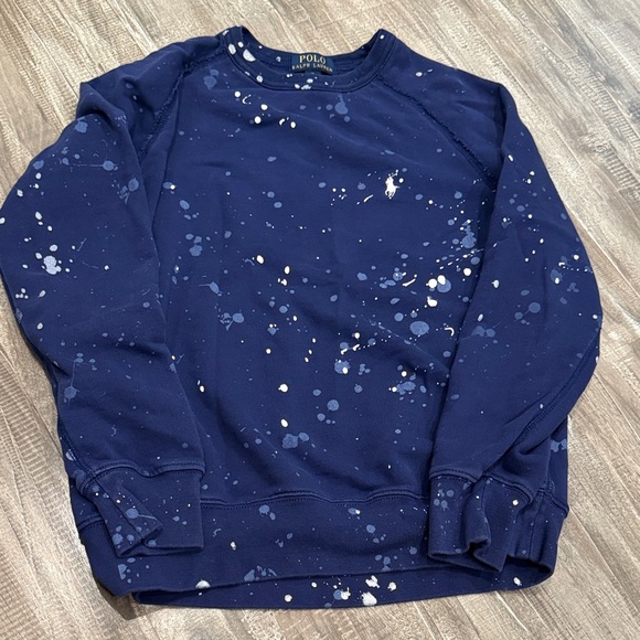 Polo by Ralph Lauren Men's Blue Splatter Crewneck Sweater - Picture 1 of 2